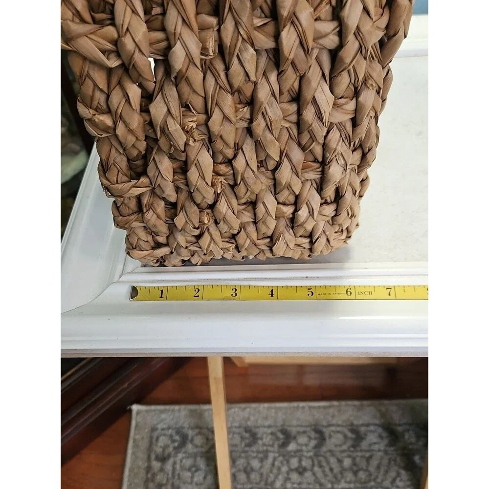 Woven Natural and Pastel Rectangular Storage Basket Set